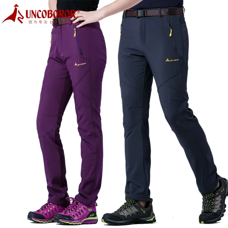 

UNCO BOROR winter men's Outdoor Sport fleece pants thick waterproof windproof warm Hiking Camping Skiing soft shell trousers