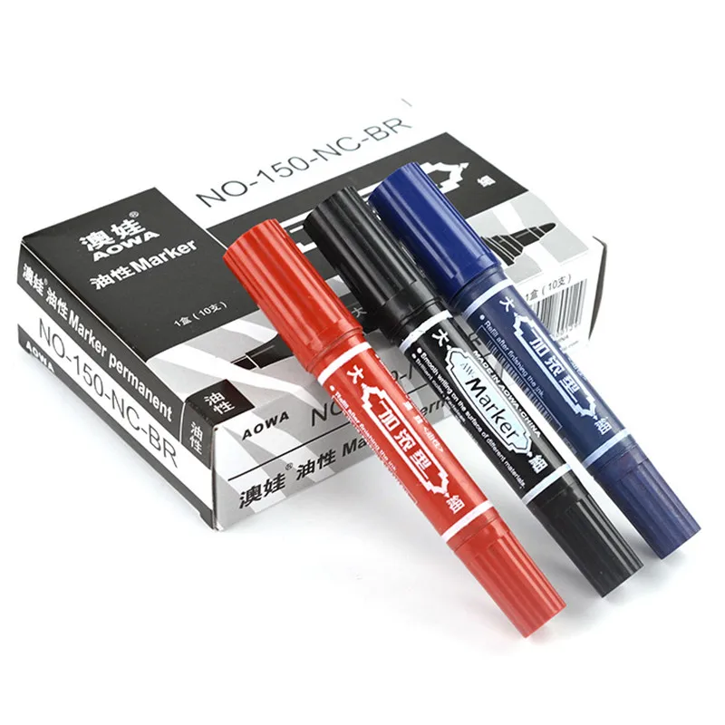 

Permanent paint mark pen double headed markers graffiti oily marker pen stationery supplies 1 / 2 / 3 count -3 colors-LF01-1134