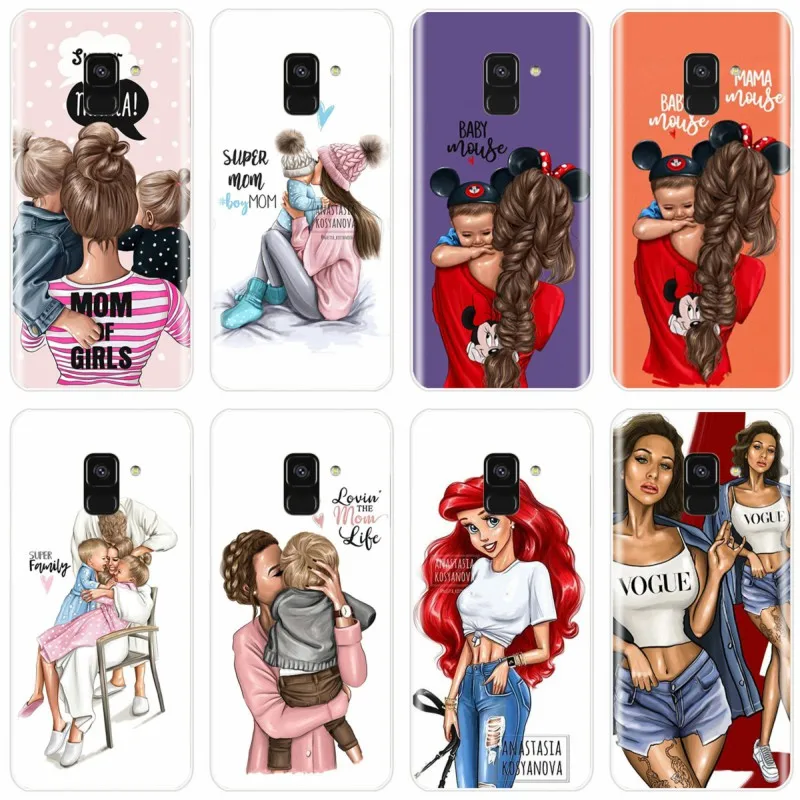 Чехол для Samsung Galaxy A5 A7 A8 2015 A3 2016 2017 A9 2018 коричневые волосы мамы девочек королевы |