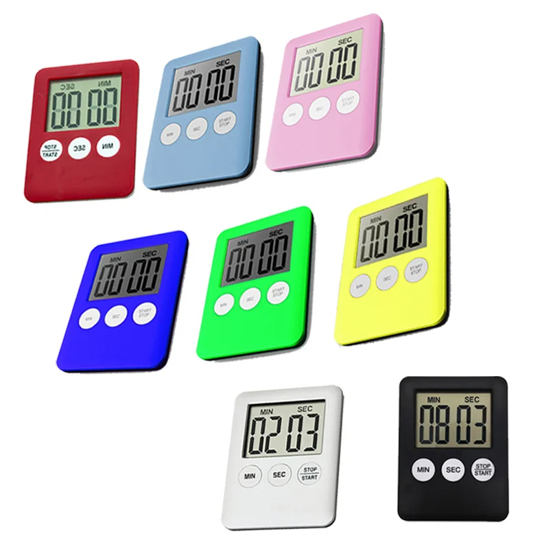 

Hifuar 8 Colors Square Super Thin LCD Digital Screen Kitchen Timer Cooking Count Up Countdown Alarm Magnet Clock Kitchen Tools