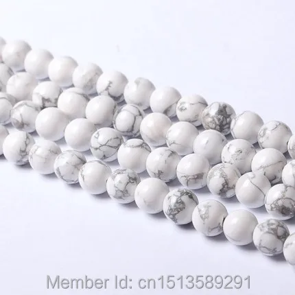 

Free Shipping Wholesale !!!! 16" white Turquoises Round Beads 6/8/10/12/14mm Pick Size For Bracelet Necklace/ Jewelry Making DIY