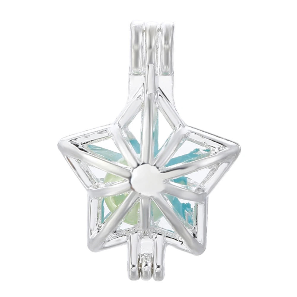10pcs Silver Christmas Star Pearl Cage Jewelry Making Supplies Bead Pendant Essential Oil Diffuser For Oyster | Украшения и