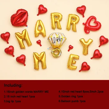 

1 set DIY Party Decoration Valentine Day Marry Me Word Balloon Room Suprise Gift Colorful Balloon Included Balloon Pump