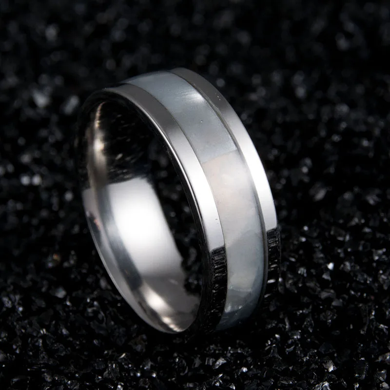 ELSEMODE Ретро панк 8 мм Высокое качество инкрустация оболочки титановая сталь кольцо для мужчин женщин обручальные кольца модные кольца ювелирные изделия - Цвет основного камня: white
