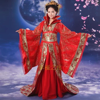 

Gorgeous Red Chinese Ancient Infanta Peri Big Tail Dramaturgic Dress Photo Costume Han Princess Dress Cosplay One Size 081402