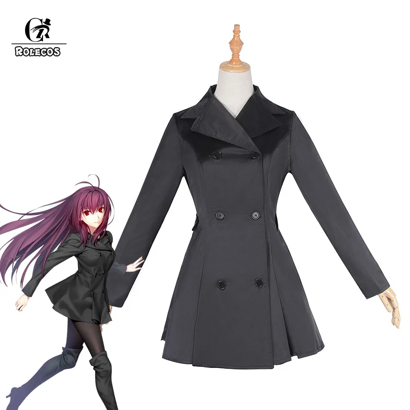 

ROLECOS FGO Scathach Cosplay Costume Fate Grand Order Game Cosplay Costume Women Black Trench Suits Fate EXTELLA LINK