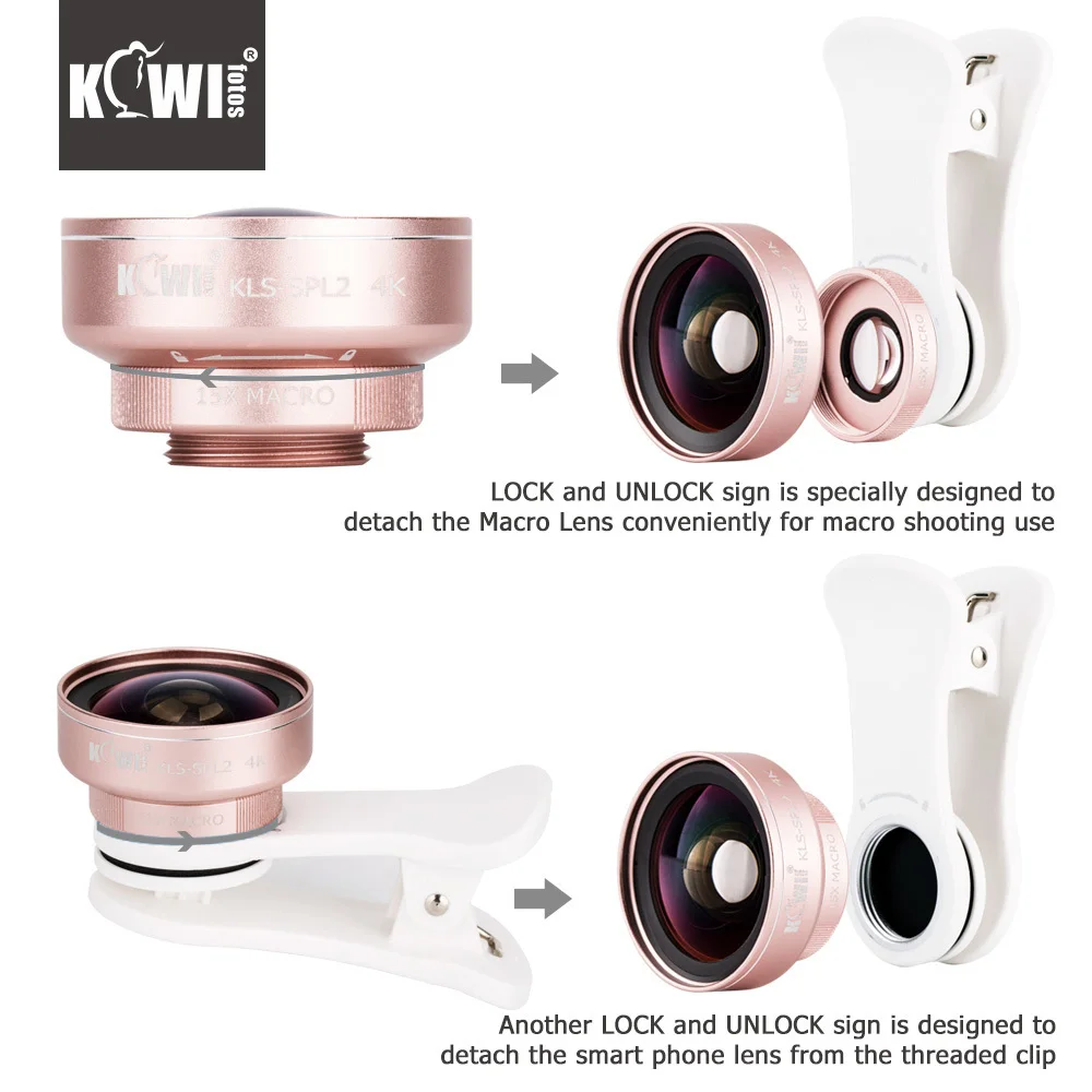 KIWI Smartphone Lens Wide Angle Macro Cell Phone Lenses 15x for Iphone 6/7/7plus/8/8x Samsung Sony Mobile Phone