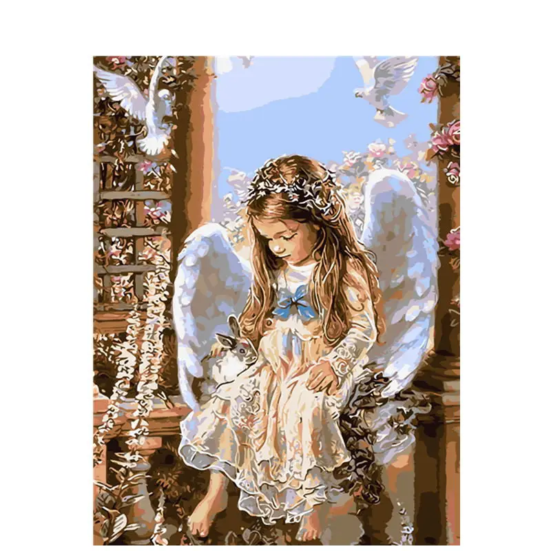 

Framed Lovely Girl DIY Oil Painting Pictures By Numbers On Canvas Wall Art For Living Room Drop Shipping Home Decoration H011