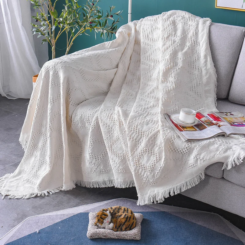 Хлопковая нить накидка на диван одеяло с кисточками диване крышка мебельные Чехлы Пледы для гостиной Диванный домашний декор