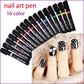 

High Quality 16 Colors Nail Art Pen for 3D Nail Art DIY 10pcs Decoration Nail Polish Pen 3D Design Nail Beauty Tools Paint Pen