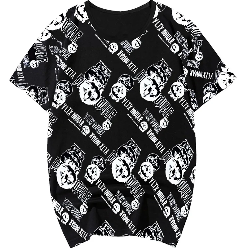 Летние винтажные повседневные мужские футболки размера плюс 2XL-4xl 5xl 6xl 7xl 8XL хлопковые футболки Повседневная футболка с круглым вырезом в стиле хип-хоп 155 см с принтом
