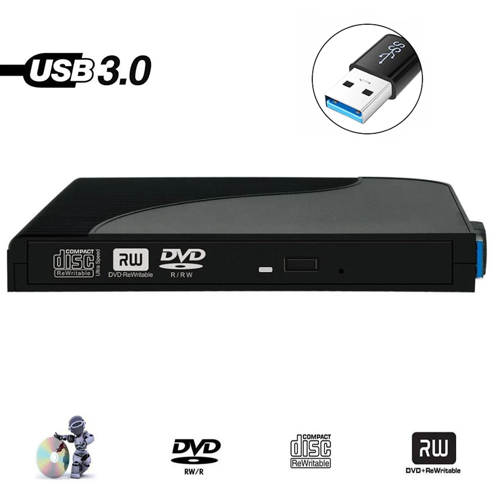 Внешний DVD проигрыватель USB 3 0 CD портативный оптический привод для ноутбука