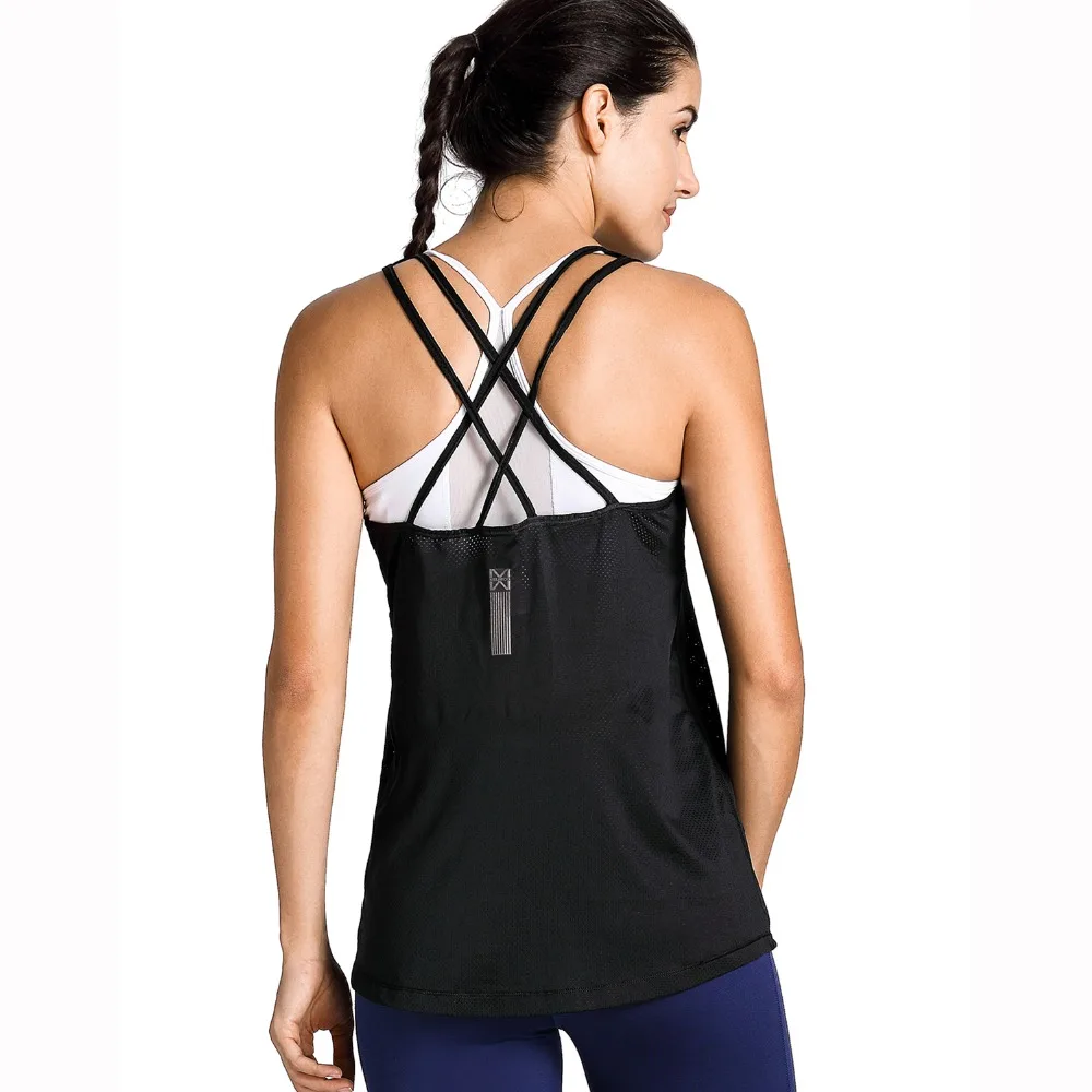 

Women's Activewear Cool Mesh Workout Tank Tops with Cross Back