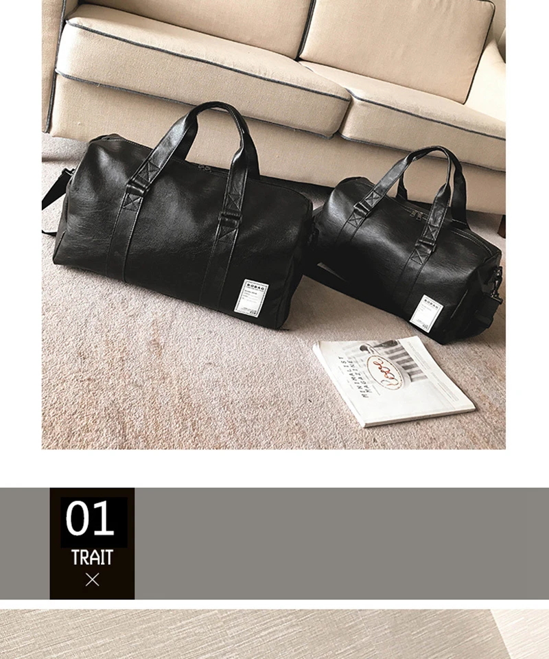 Gym Bag Leather Sports Bags Big MenTraining Tas for Shoes Lady Fitness Yoga Travel Luggage Shoulder Black Sac De Sport XA512WD (3)