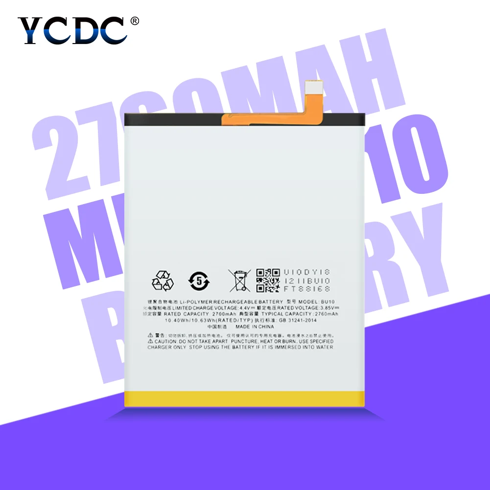 

BU10 3.85V Mobile Phone Replacement Rechargeable For Meizu Meilan U10 U680A U680D 3.85 V 2760mAh Lithium Li Ion Batteries