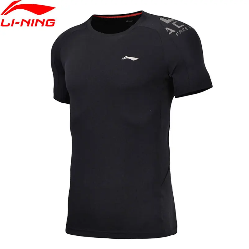 Li Ning мужские тренировочные удобные дышащие 3D облегающие обычные футболки 100%