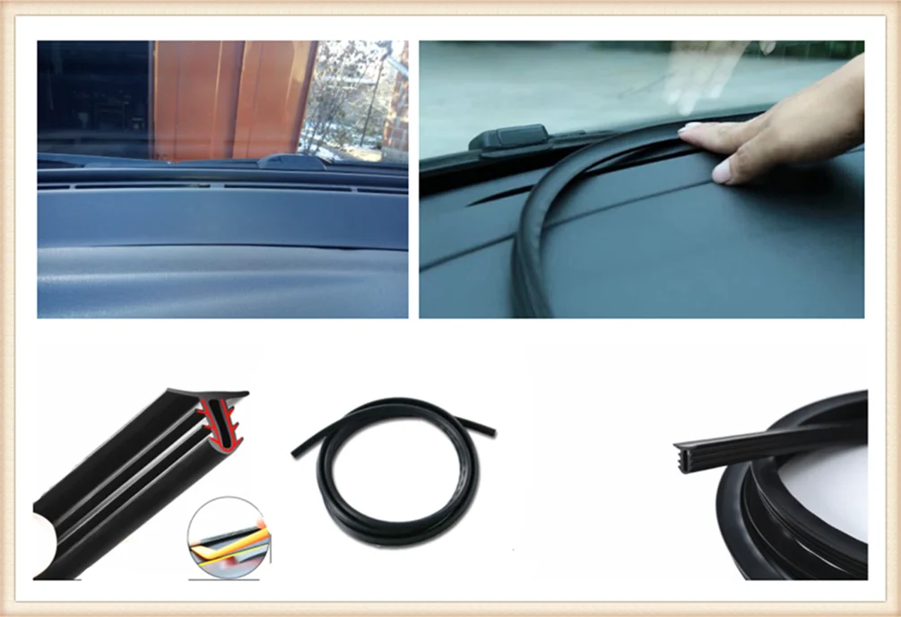Car shape rubber instrument panel seal strip soundproof and dustproof for Toyota FJ Cruiser RAV4 CROWN REIZ PRIUS COROLLA