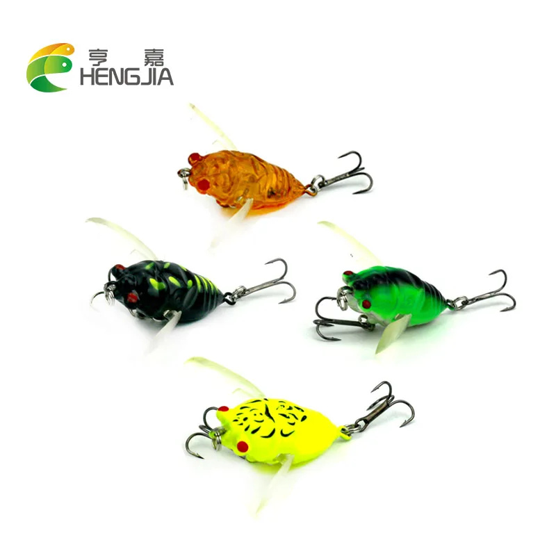 

HENGJIA 4pcs plastic hard cicada lures insect baits artificial wobblers crankbaits pesca swimbaits fishing tackles