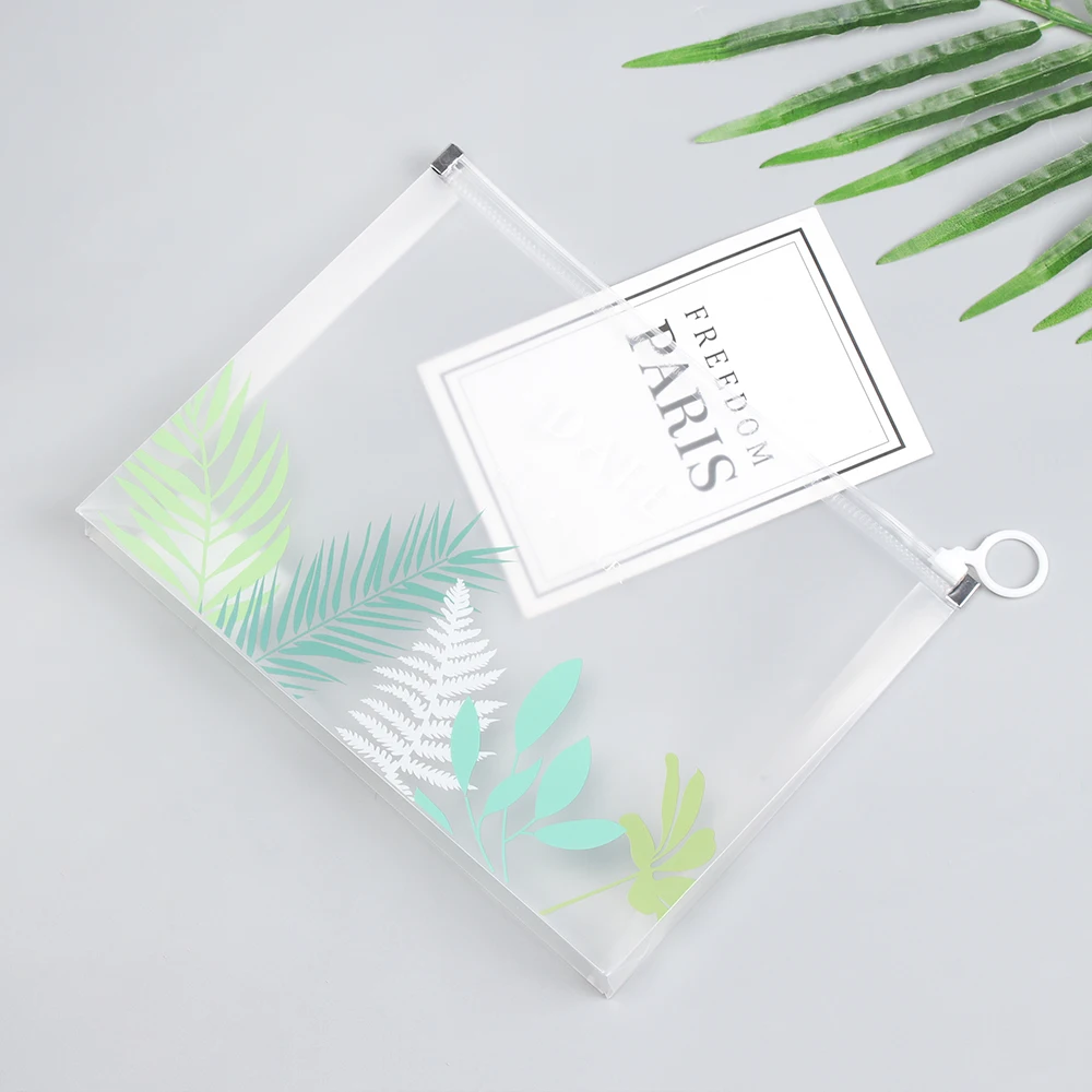 

Large Capacity Clear Ring Zipper Document Bag Paper Holder Waterproof Pencil Case Storage File Bag School Office Supplies Random