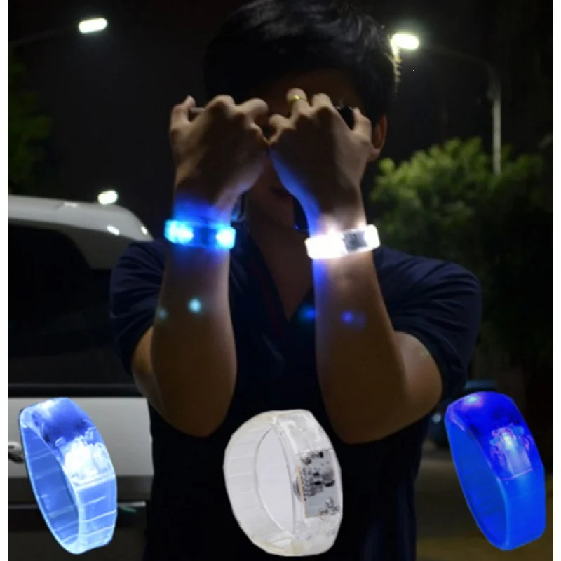 Voice control LED Flashing Wristband Party Luminous Silicone Bracelet Light Up Dance Glow Props Lighting Armband #A30 | Дом и сад