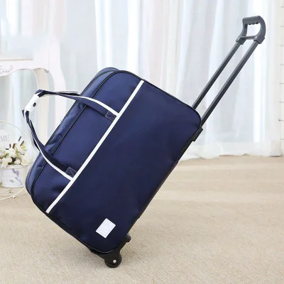 Водонепроницаемый чемодан сумка толстый стиль прокатки чемодан на колесиках Мужская и Женская дорожная сумка с чемодан на колесах - Цвет: Navy blue