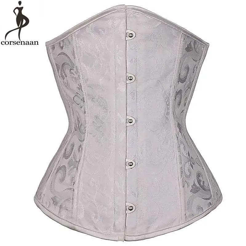 

Corset Underbust Sexy Spiral Steel Bone Korsett For Women Jacquard Floral Gothic Bustier Solid Black Ivory Busk Gorset Mujer Hot