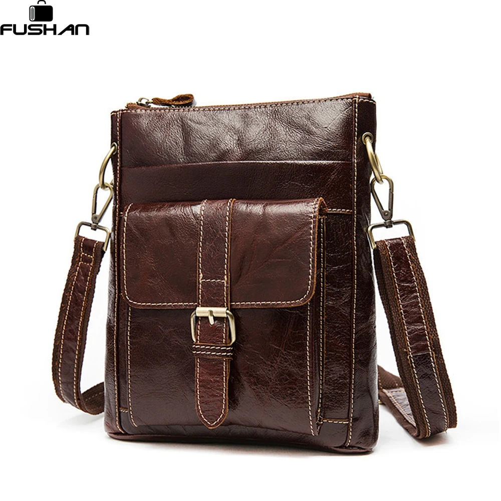 

100% genuine leather bag mens shoulder bag Vintage Small men messenger bags real leather cross body bags for men new 2017
