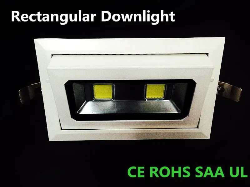 

20PCS/lot 20W Recessed Rotatable Rectangle COB LED Downlight Die-cast aluminum Grille light white paint shell floodlight