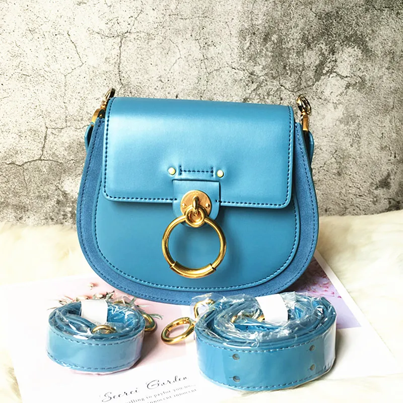 

France's Top Luxury Brand Bag Women Round Handbag Genuine Leather Cowhide Bag Gold Ring Shoulder Bag Original Quality Sac A Main