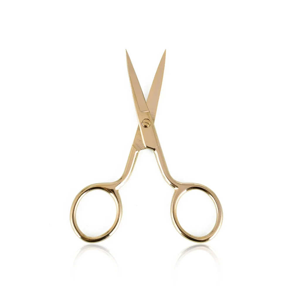 

Golden Stainless Steel Makeup Scissors Eyebrow Straight Curved Tip Sharp Head Manicure Face Trimming Tweezer Make Up Beauty Tool