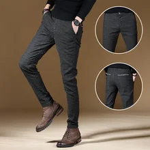 Мужские повседневные брюки, мужские брюки, Стрейчевые полосатые, четыре сезона, высокое качество, деловые брюки, мужские прямые брюки