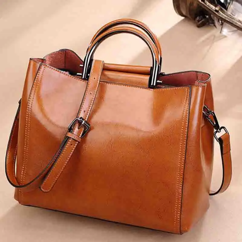 

Large Genuine Leather Women Shoulder Bags Female Big Handbags Fashion Designer Office Retro Bag Ladies Hand Bags for women 2019