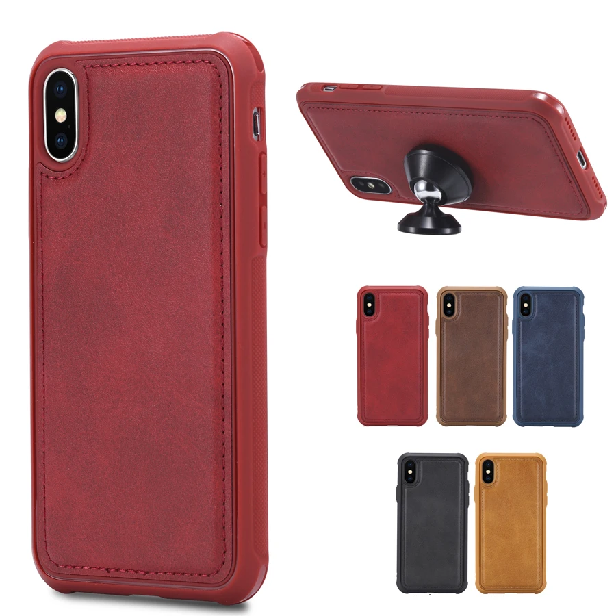 For iphone 7 Leather Case+Car Magnetic Holder Leather TPU