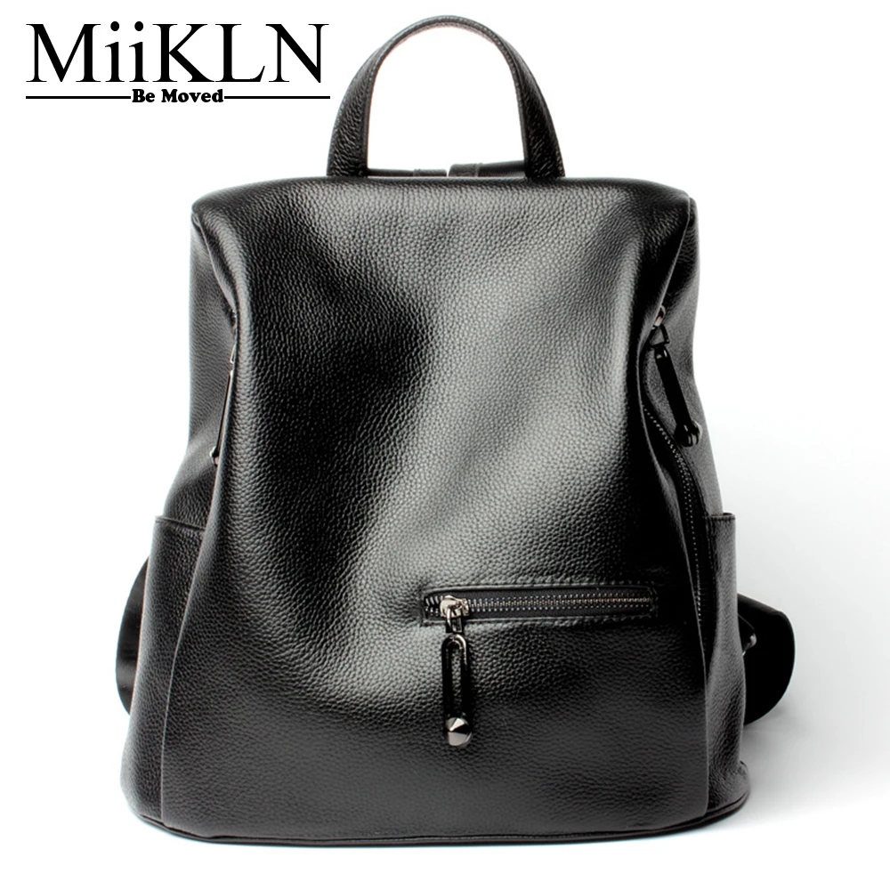 

MiiKLN Black Small Genuine Leather Women Backpack Cow Leather Female Mini For Ladies Teenage Girls 2017 Fashion Design