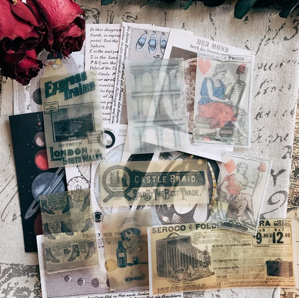 

49Pcs/Pack Vintage Old Posters Design B Vellum Paper Pack for DIY Scrapbooking Happy Planner Card Making Journal Project