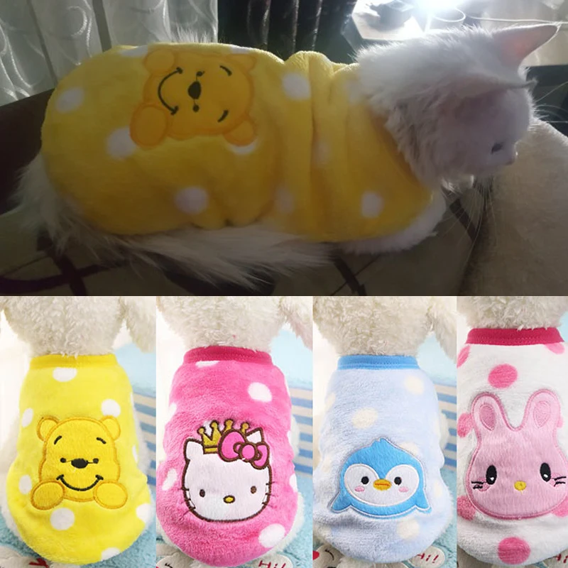 

Autumn Winter Cat Clothes Cartoon Pet Clothing for Small Dogs Cats Outfits Coat Warm Soft Fleece Animals Vest Clothing XS-XXL