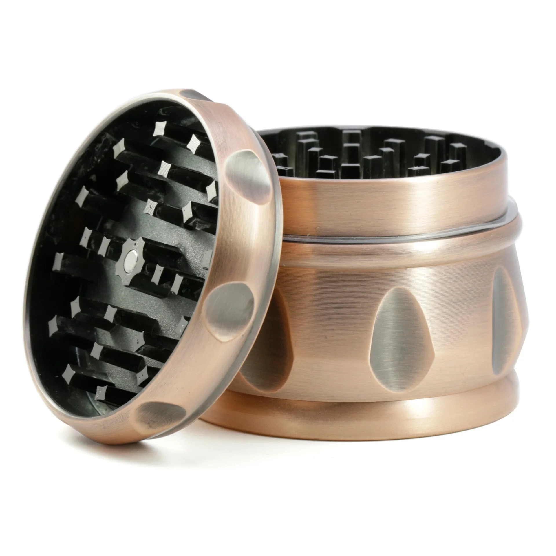 New Four-Layer Chamfered Bronze Drum Smoke Grinder with Zinc Alloy