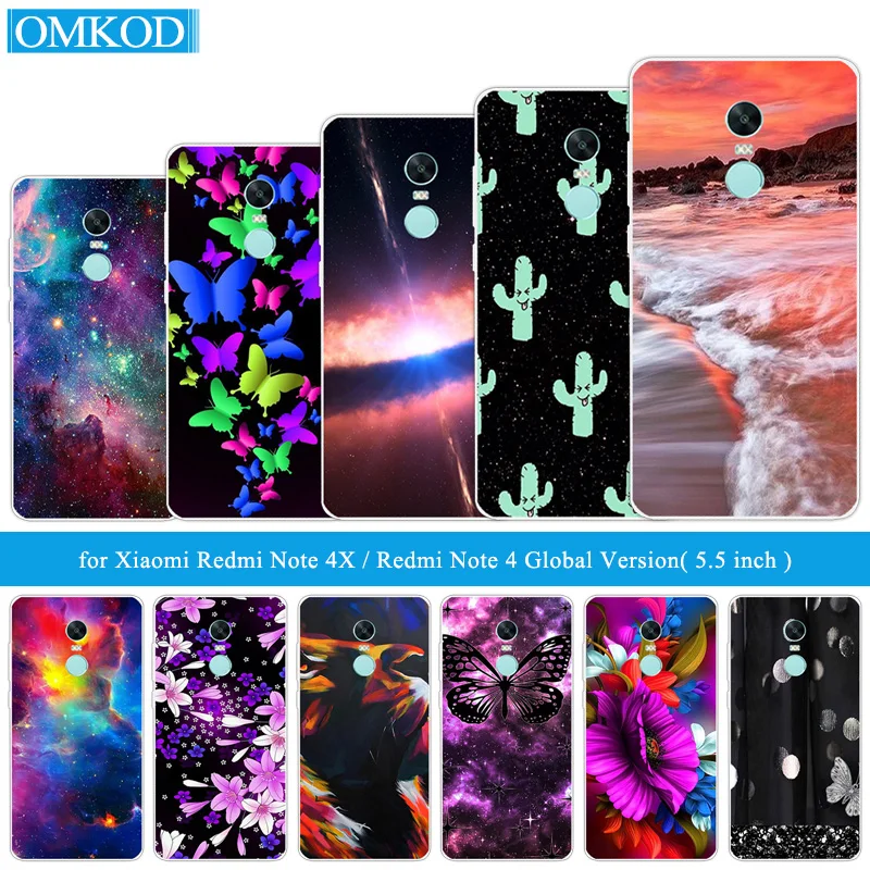

For Xiaomi Redmi Note 4X 4 X Coque Butterfly Back Cover for Xiaomi Redmi 4 Global Version Cases Silicone Phone Bag TPU Shell