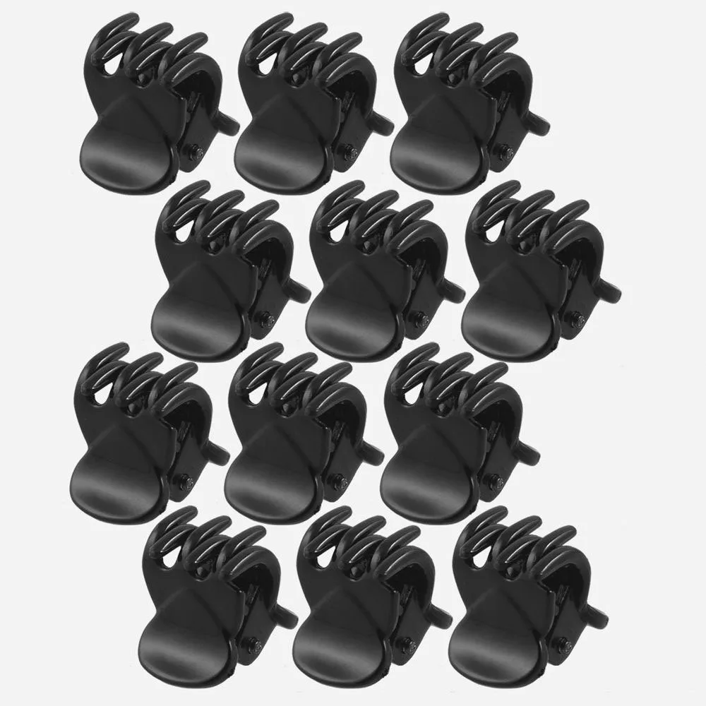 

Hot Sale 12Pcs High Quality Newest Black Plastic Mini Hairpin Claws Hair Clip Clamp For Ladies