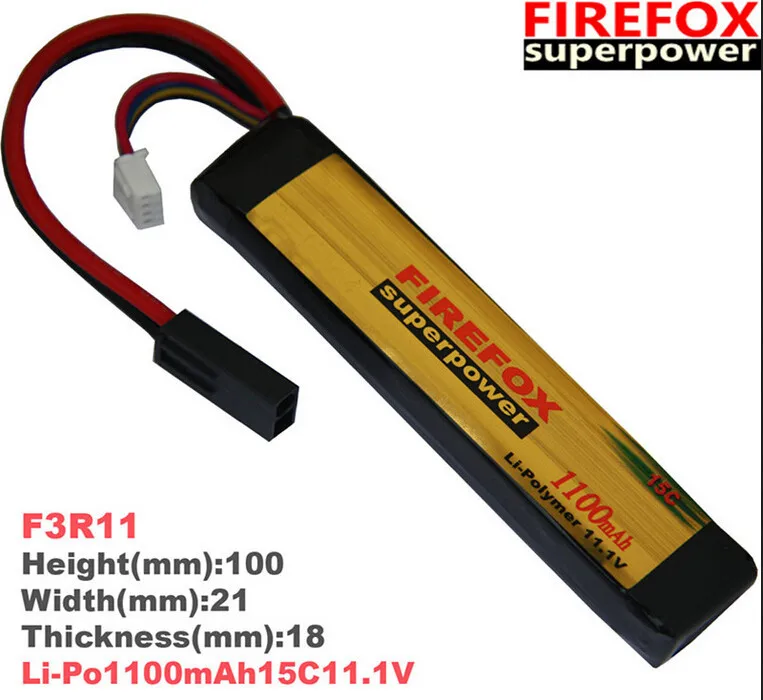 

1pcs FireFox 11.1V 1100mAh 15C Li Po AEG Airsoft Battery F3R11 Drop shipping