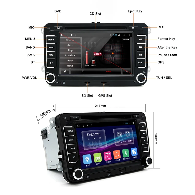 Junsun 7 &quotмультимедиа для Android плеер 2 din авторадио VW/Golf 5/Passat b6/SEAT Leon/Tiguan/Skoda/Octavia/POLO GPS