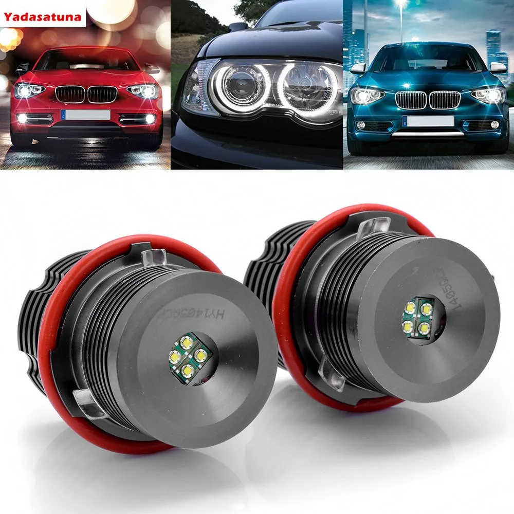 Pair High Power White 6000K 40W LED Angel Eye Halo Ring Marker Light Bulb For BMW