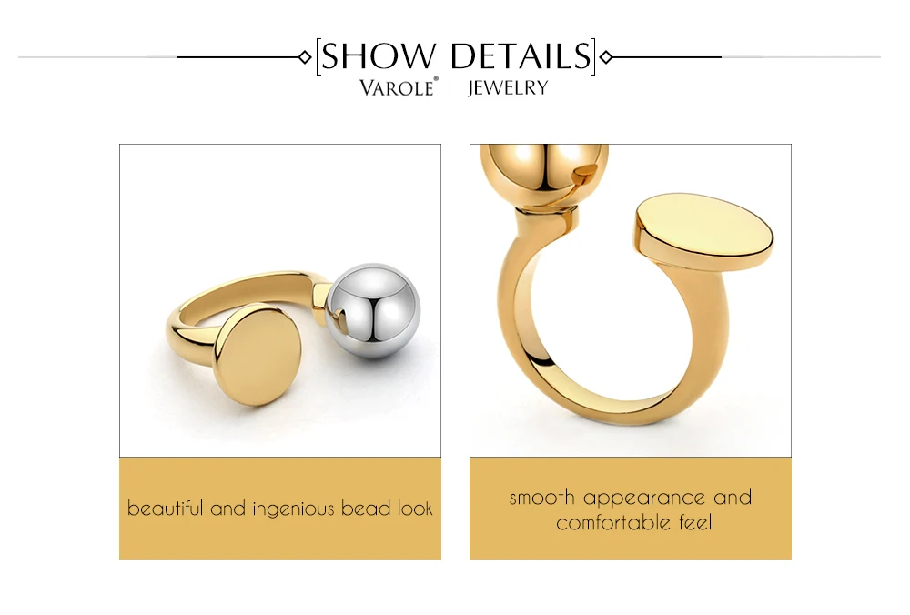 VAROLE, модное кольцо с шариками и круглыми кольцами, кольца средней длины для женщин, обручальное кольцо, ювелирные изделия, ювелирные изделия, женские кольца Aneis Feminino