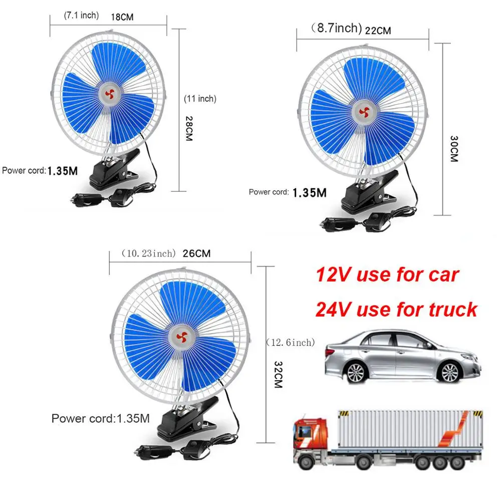 12 В/24 В мини Электрический автомобильный вентилятор с низким уровнем шума, автомобильный вентилятор с зажимом, автомобильный вентилятор кондиционера, портативный автомобильный вентилятор для грузовика, автоматический вентилятор охлаждения