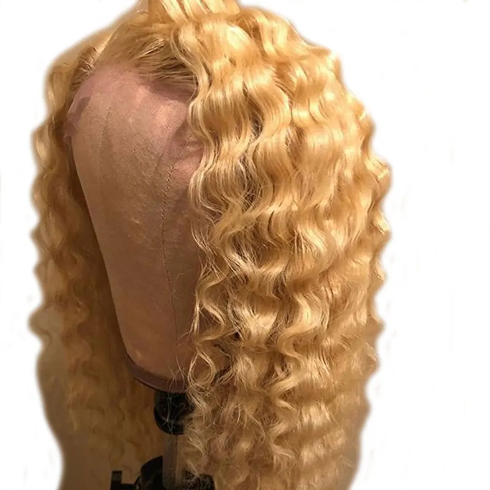

360 hd Lace Frontal Human Hair Wig 613 Blond Color Curly Wig Pre Plucked Brazilian Remy transparent Lace Wig With Baby Hair