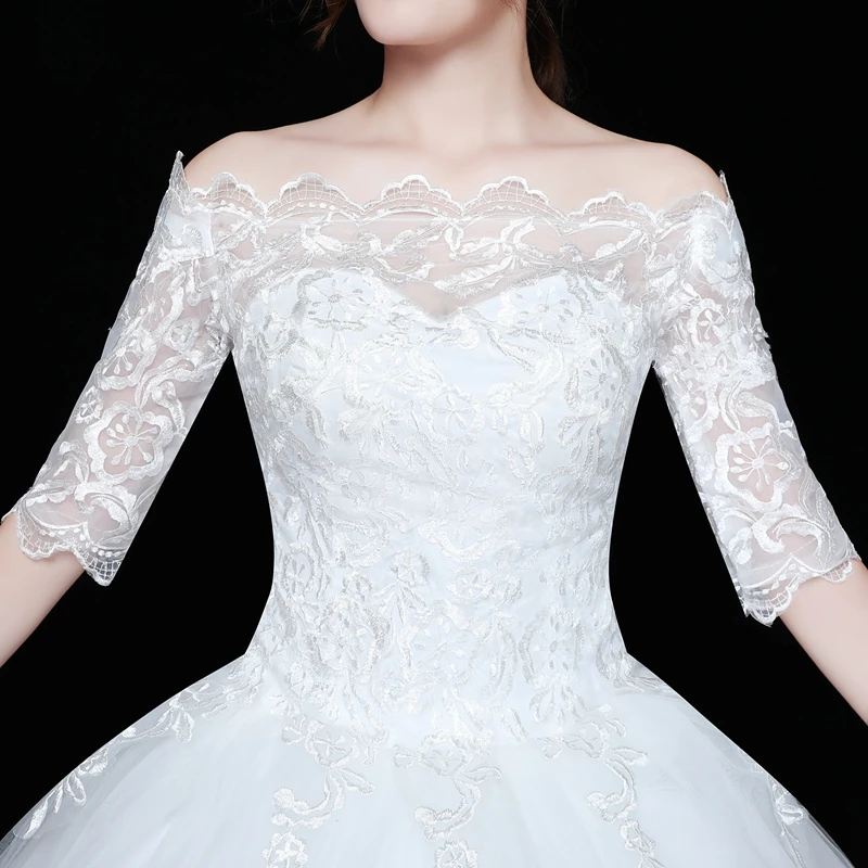 Свадебные платья с коротким рукавом, новинка, корейское винтажное кружевное платье с аппликацией, Вышитое блестками, свадебное платье, Vestido De Noiva MD