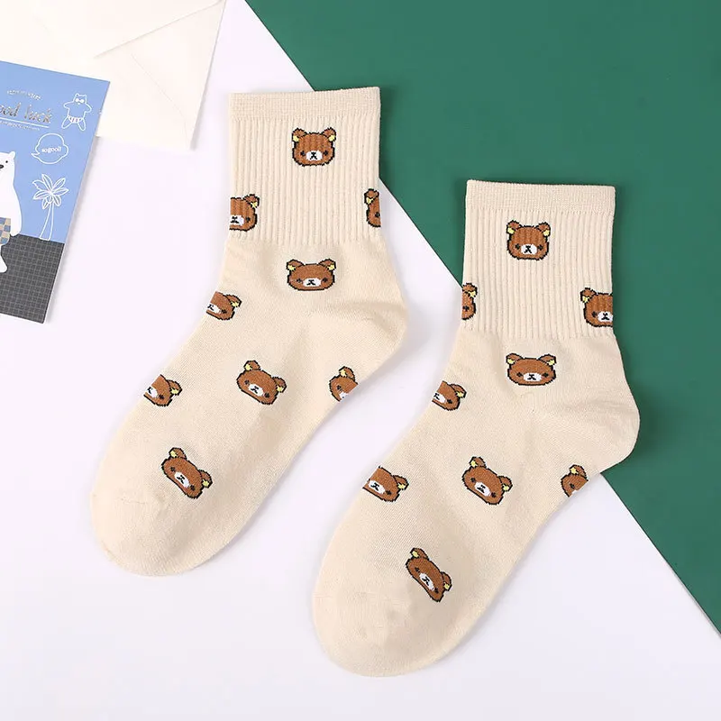 Смешные носки Харадзюку женские хлопковые носки женские милые носки женские хлопковые школьные студенческие женские носки для скейтборда - Цвет: cute bear