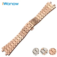 21mm 26mm Correa de Acero Inoxidable para AP Audemars Piguet Royal roble Mujeres de Los Hombres de Venda de Reloj de Pulsera Correa de Pulsera de Oro Rosa plata