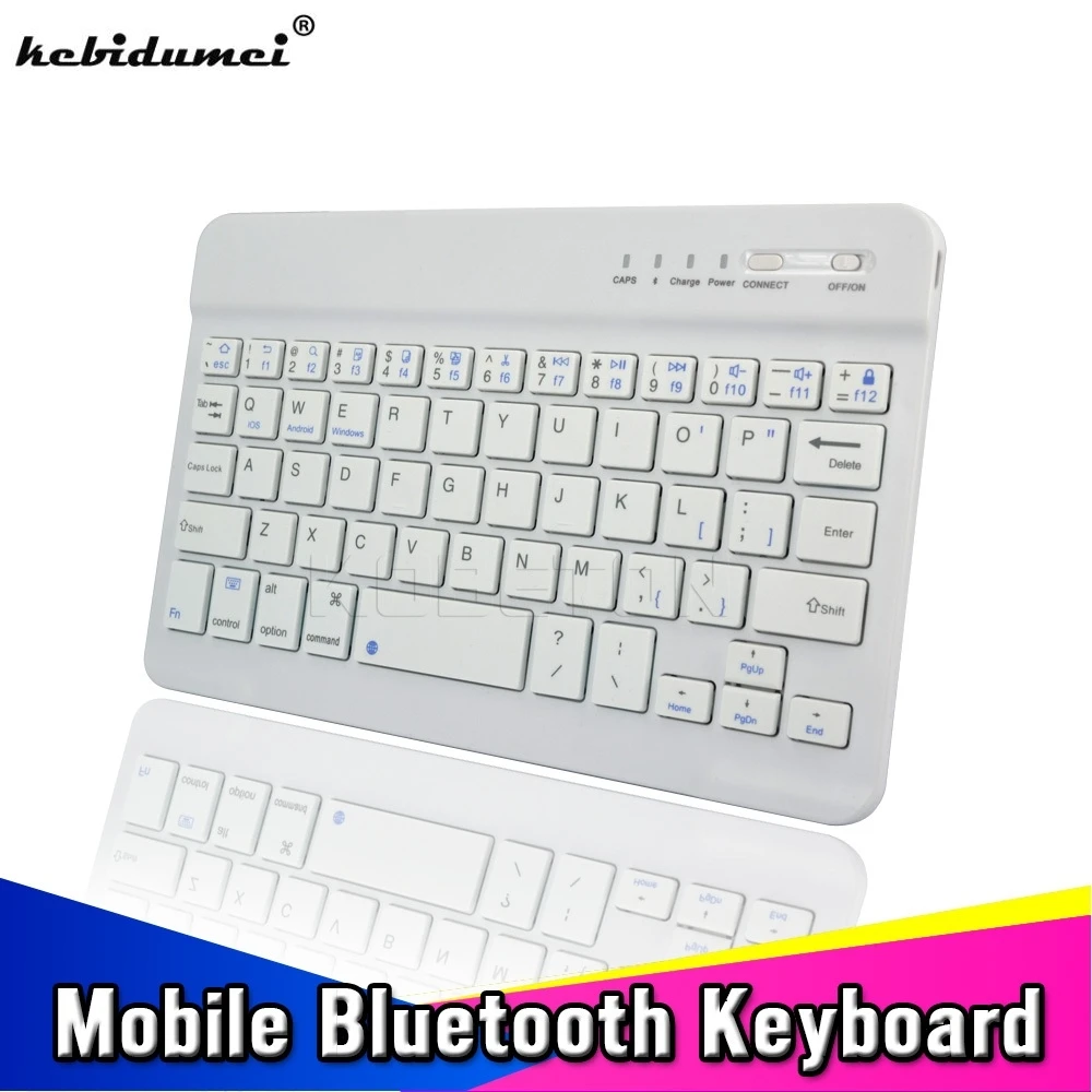 

kebidumei White Ultra Slim Wireless Bluetooth 3.0 Keyboard for iPad Mini 2 Air 3 for Tablet Smartphone Laptop Device