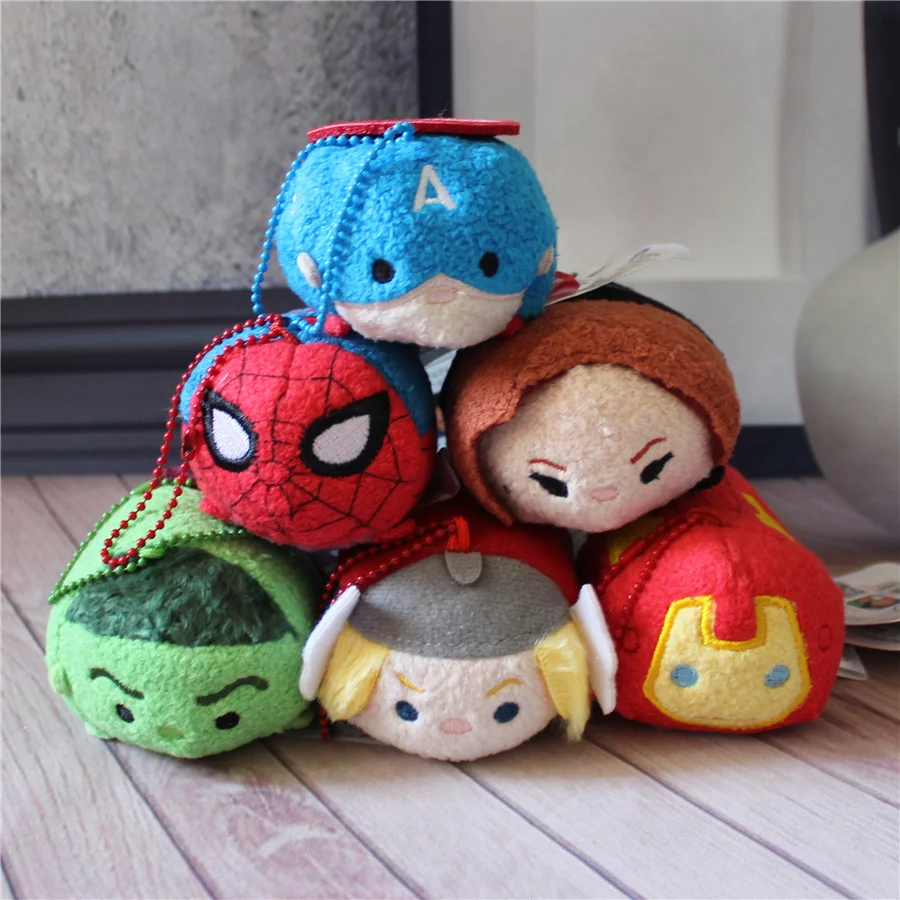 

6piece/lot Tsum Tsum Plush Avengers Captain America Iron Man Hulk Black Widow Spiderman Thor Cute Smartphone Screen Cleaner